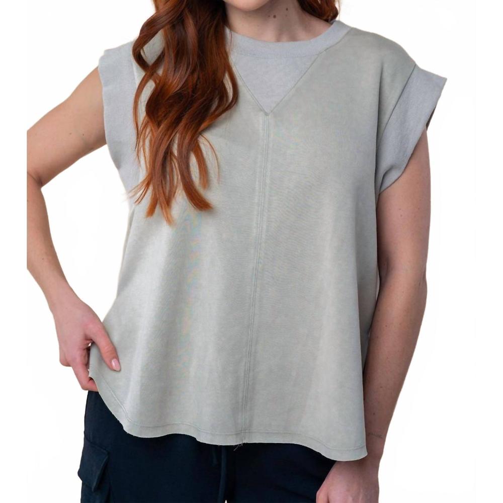 NEW WHITE BIRCH washed scuba top in sage